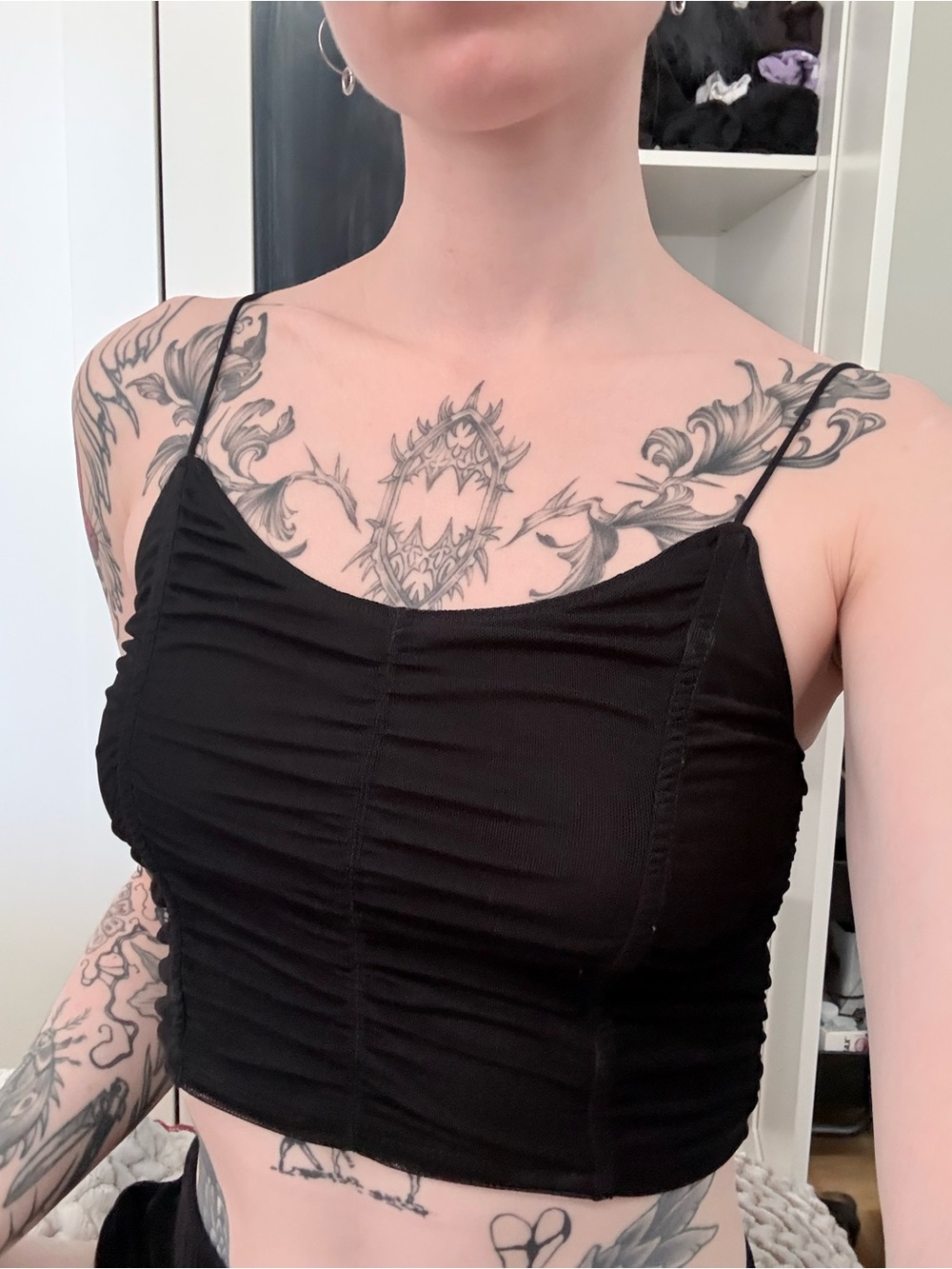 Garage Black Ruched Cropped Crop Top